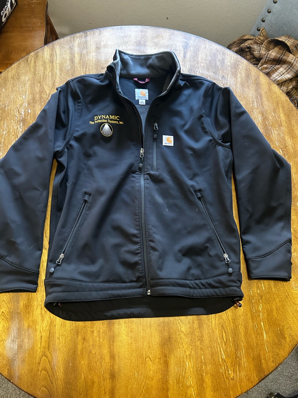 Carhartt Black Work Nylon Shell Jacket with Yellow Embroidery size medium